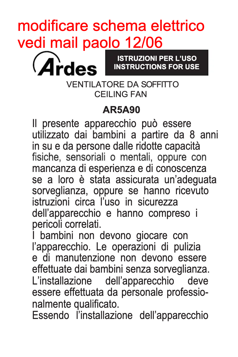 Page 1 de la notice Manuel utilisateur Ardes AR5A90