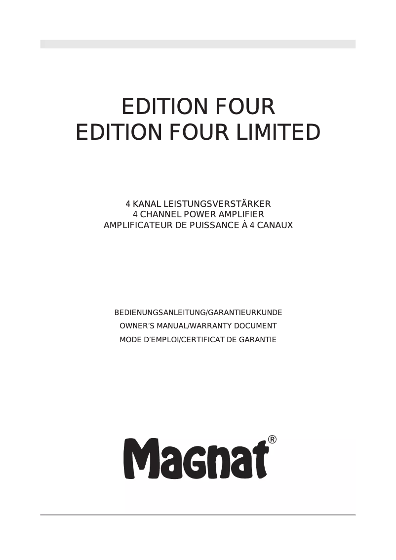 Image de la première page du manuel de l'appareil Edition Four Limited