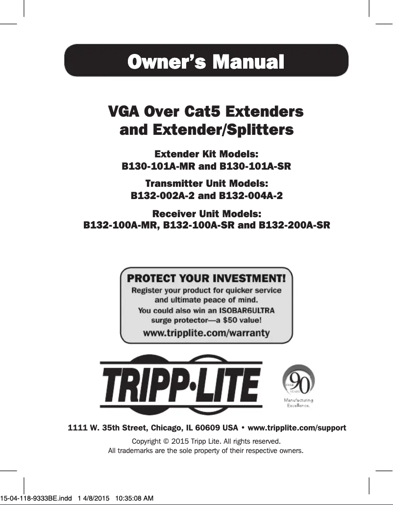 Page 1 de la notice Manuel utilisateur Tripp Lite B132-200A-SR