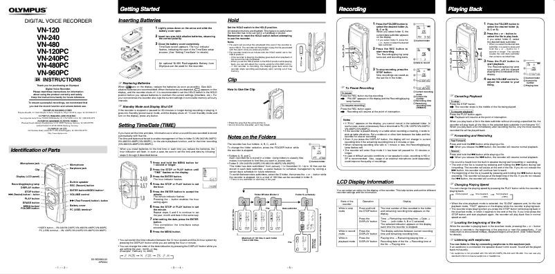 Image de la première page du manuel de l'appareil VN-960PC