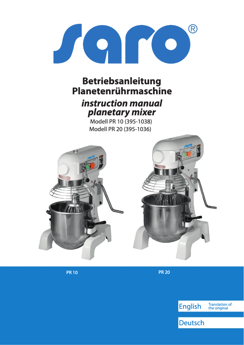 Page n°1 - Manuel utilisateur Saro PR 20