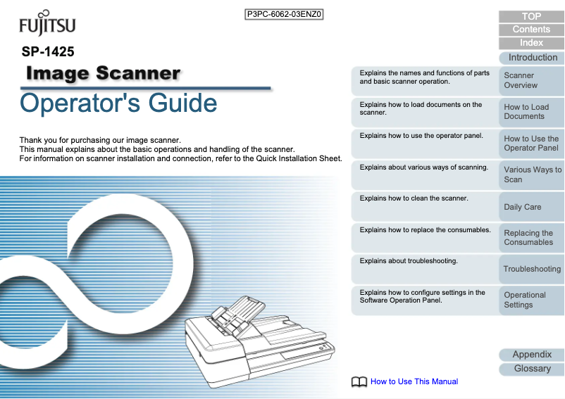 Page 1 de la notice Manuel utilisateur Fujitsu SP-1425