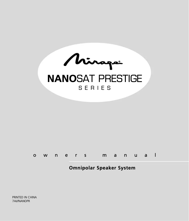 Page 1 de la notice Manuel utilisateur Mirage Nanosat Prestige 5