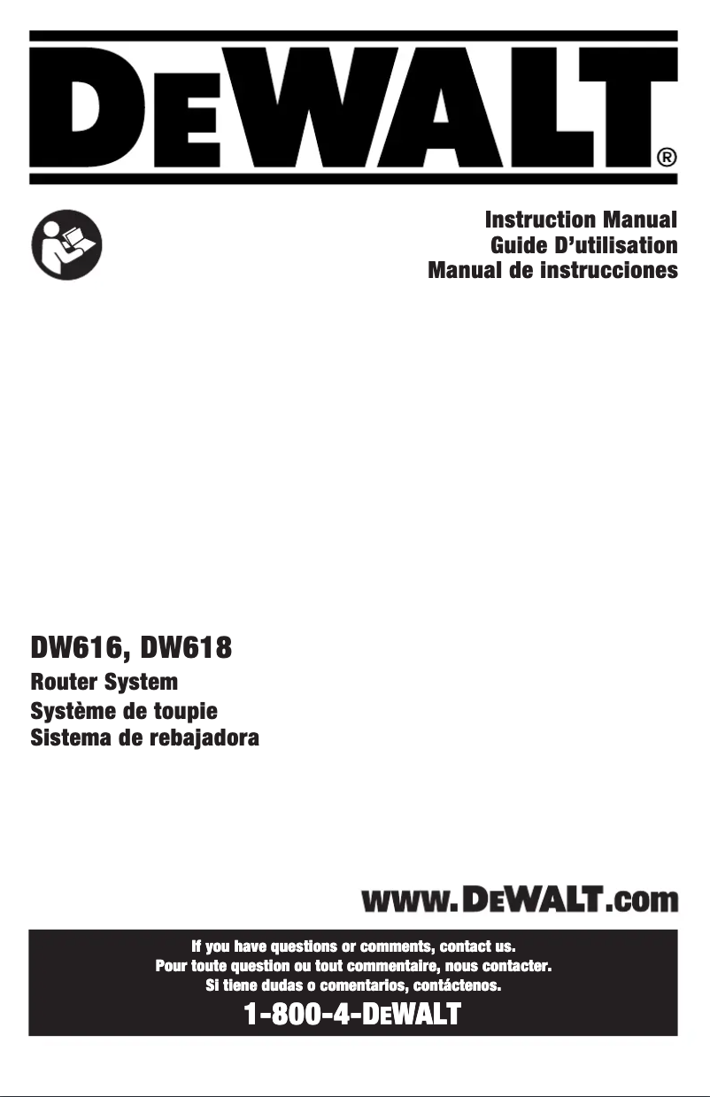 Page n°1 - Manuel utilisateur DeWalt DW618