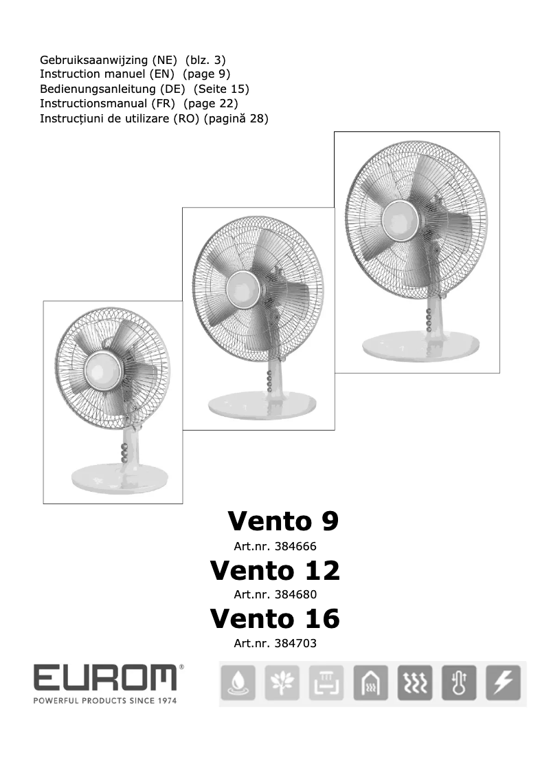 Image de la première page du manuel de l'appareil Vento 12