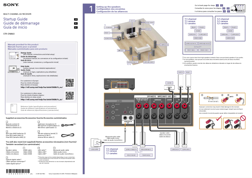 Page n°1 - Guide d'installation Sony STR-DN860