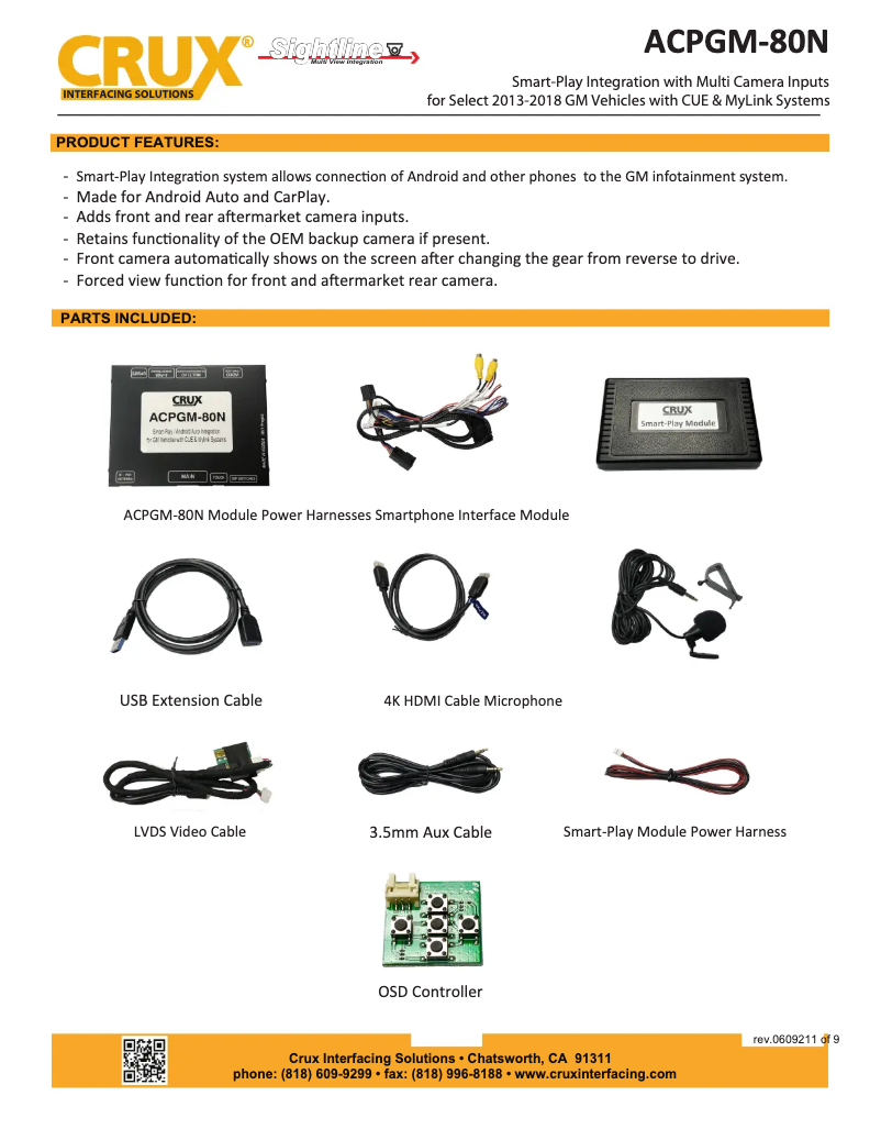 Page 1 de la notice Manuel utilisateur CRUX ACPGM-80NC