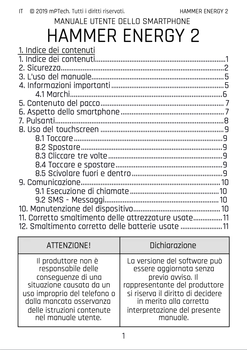 Page 1 de la notice Manuel utilisateur Hammer Energy 2