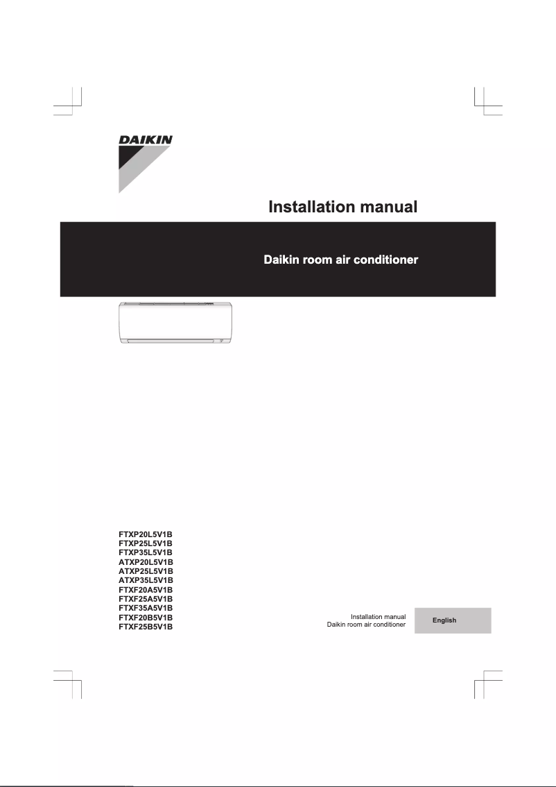 Page 1 de la notice Guide d'installation Daikin FTXF20B5V1B