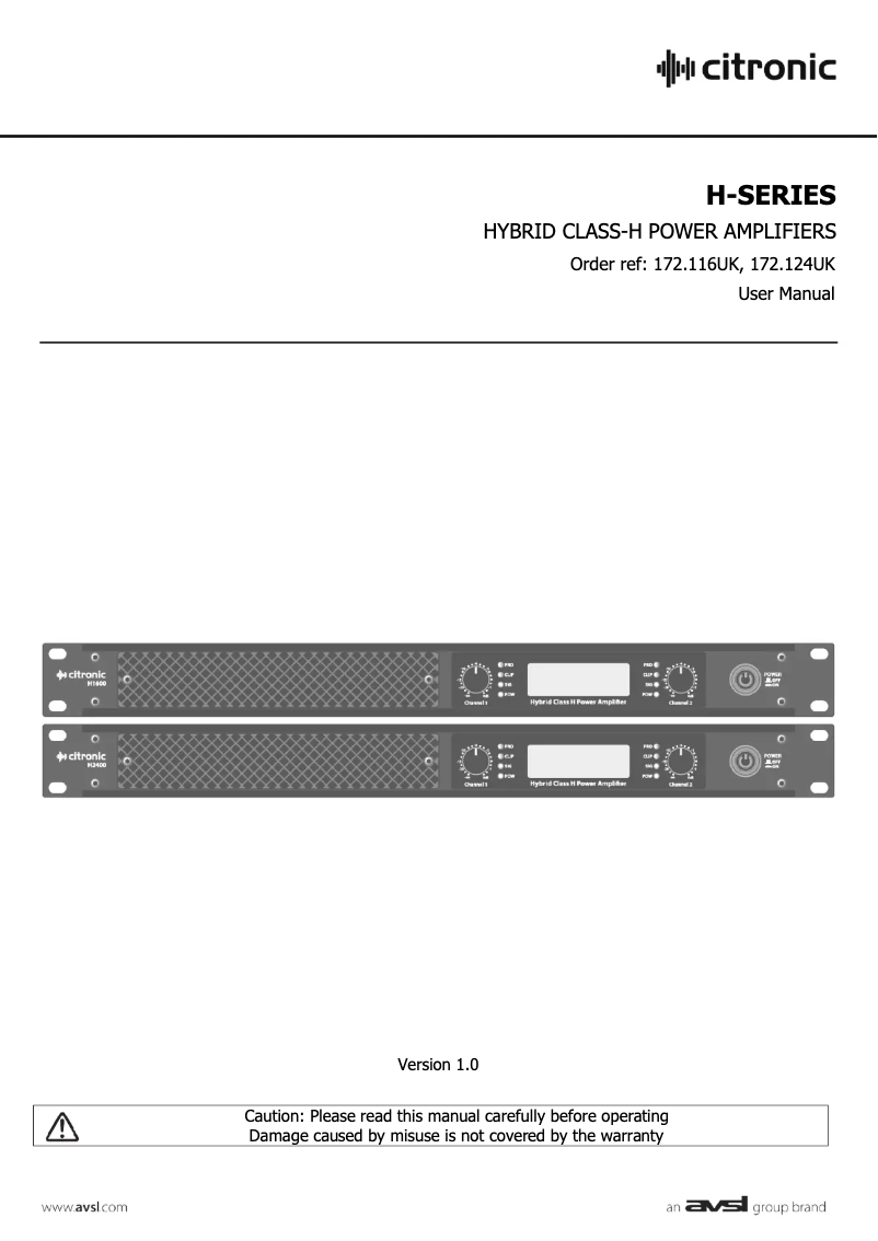 Page n°1 - Manuel utilisateur Citronic H2400