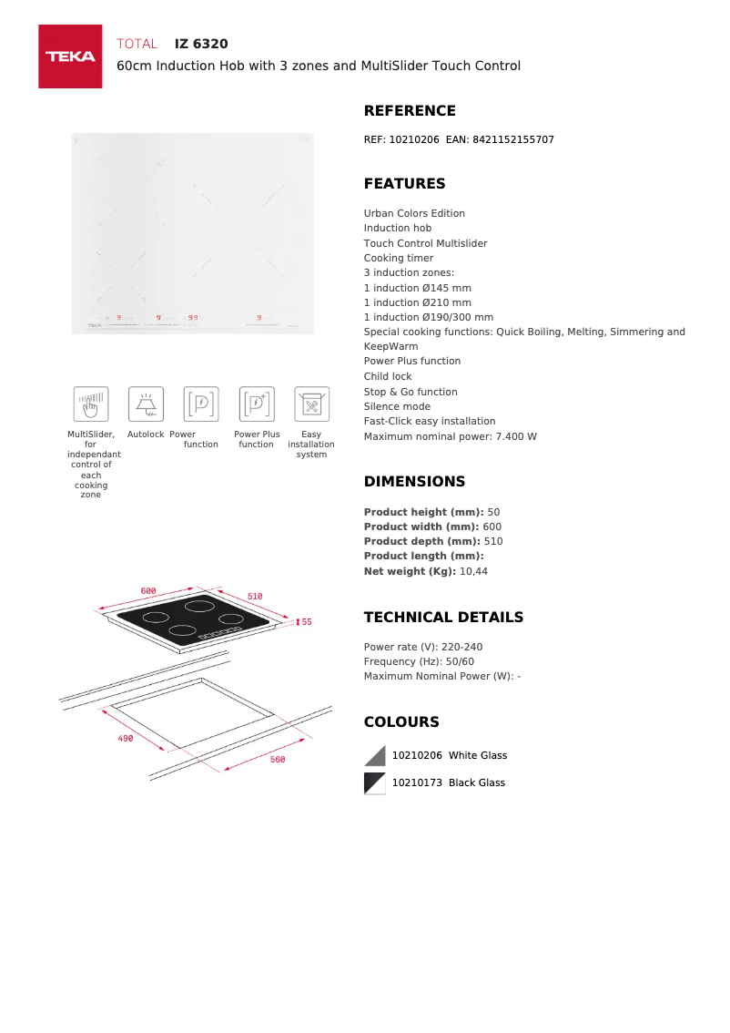 Page n°1 - Fiche technique Teka IZ 6320