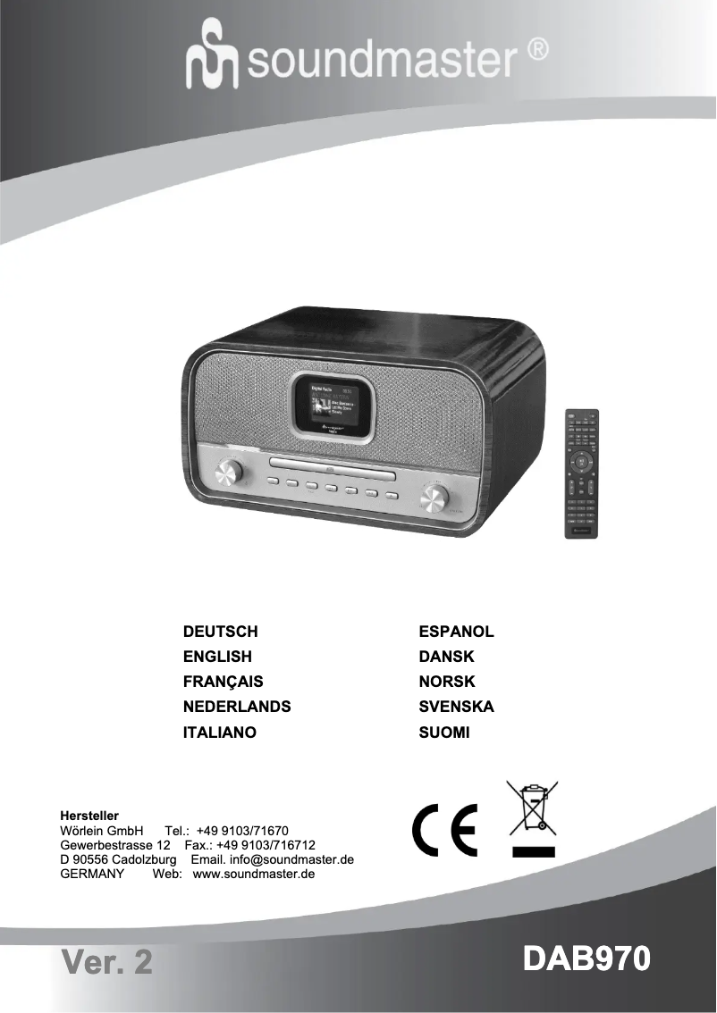 Página 1 del manual Manual de usuario Soundmaster Elite Line PL910