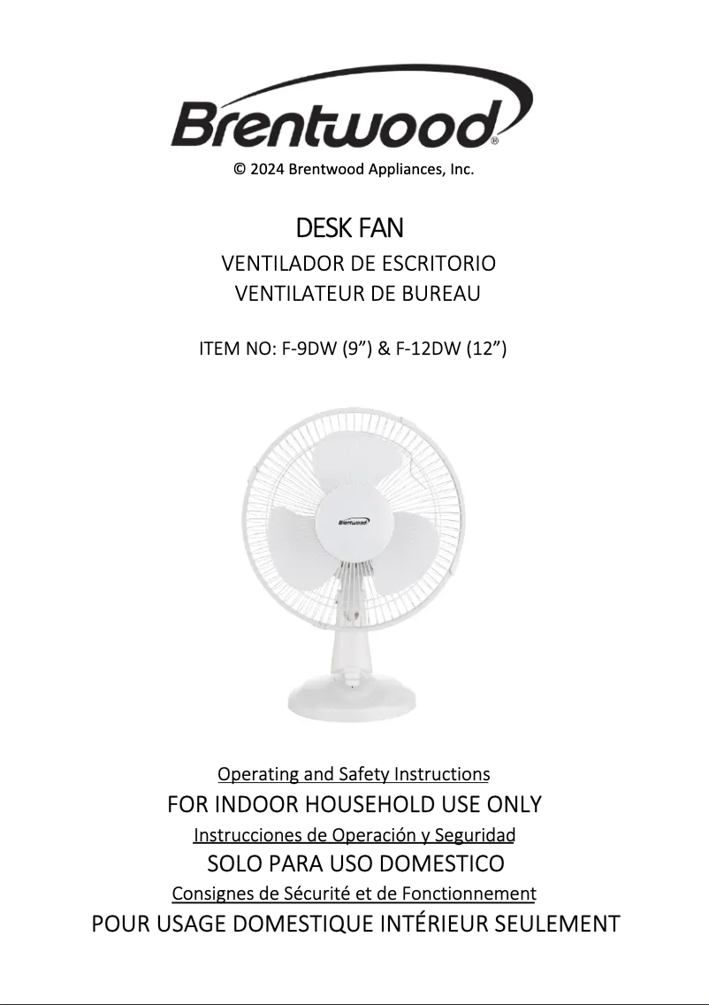 Page 1 de la notice Manuel utilisateur Brentwood F-9DW