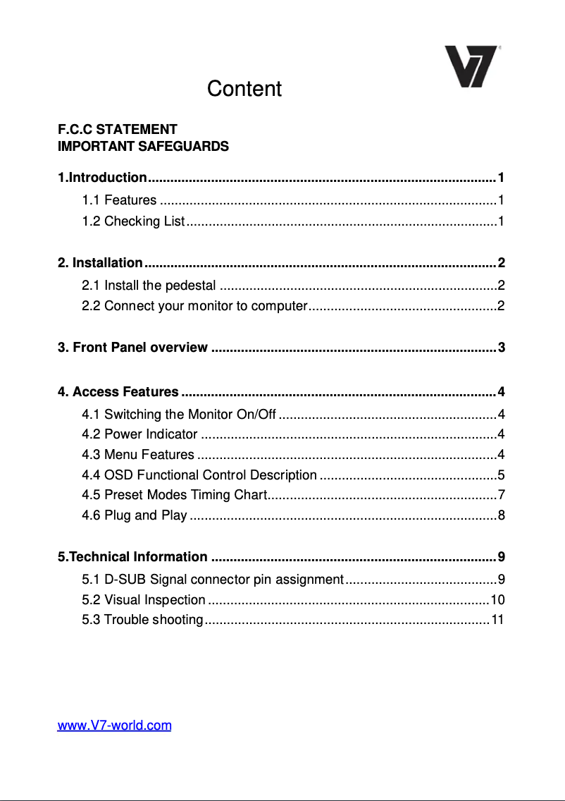 Page 1 de la notice Manuel utilisateur V7 LED236W3