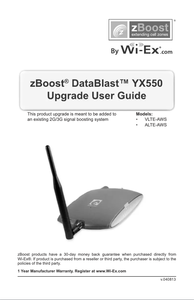 Image de la première page du manuel de l'appareil DataBlast YX550-ALTE-AWS-UPGRADE