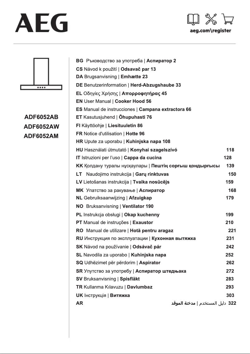 Page 1 de la notice Manuel utilisateur AEG ADF6052AW