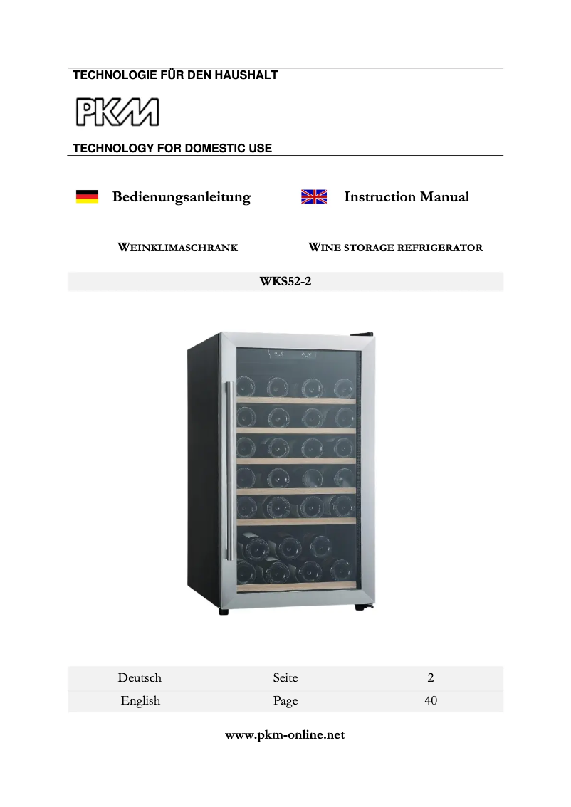 Página 1 del manual Manual de usuario PKM WKS52-2
