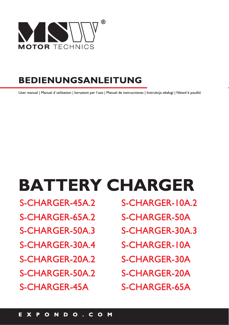 Page n°1 - Manuel utilisateur MSW S-CHARGER-20A