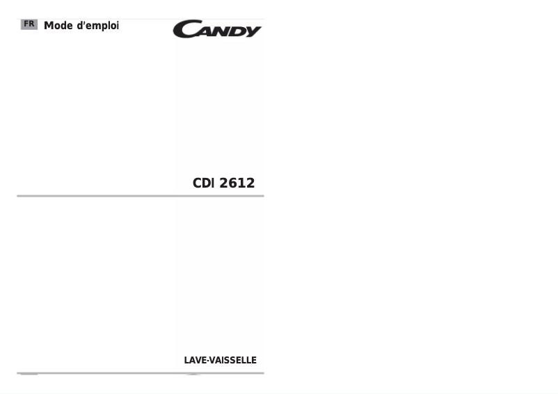 Page 1 de la notice Manuel utilisateur Candy CDI 2612-47