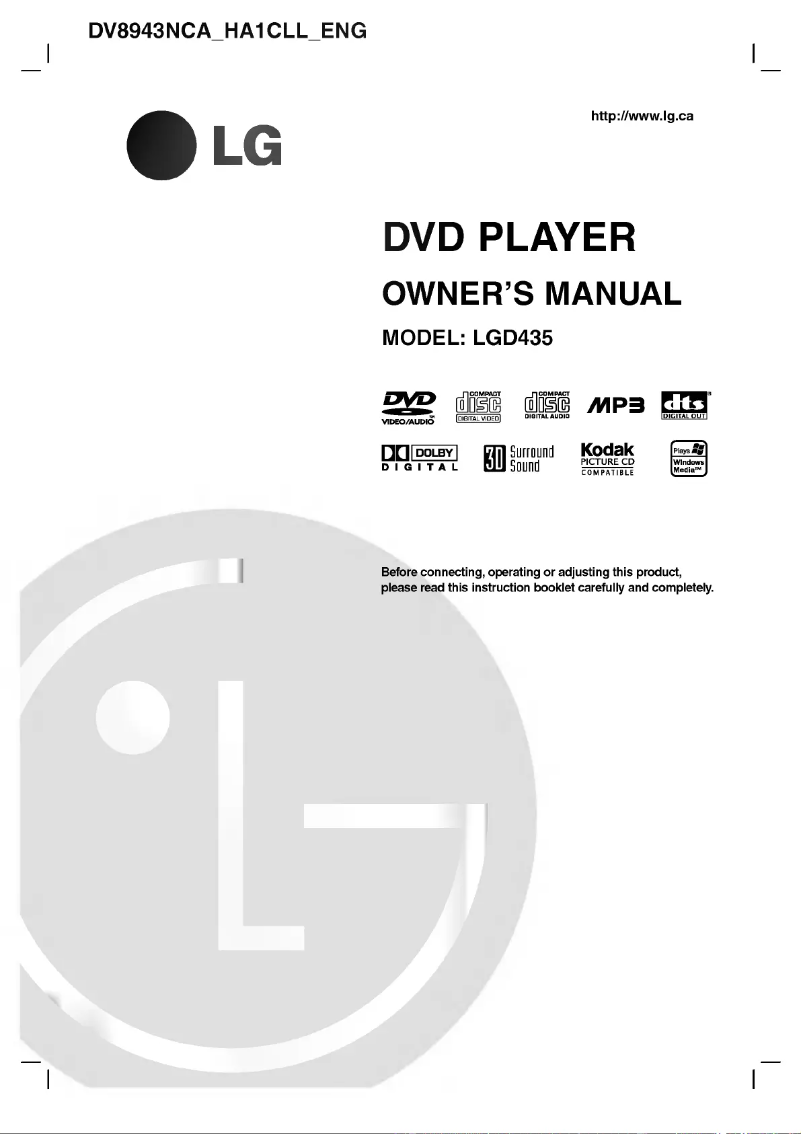 Image de la première page du manuel de l'appareil LGD435