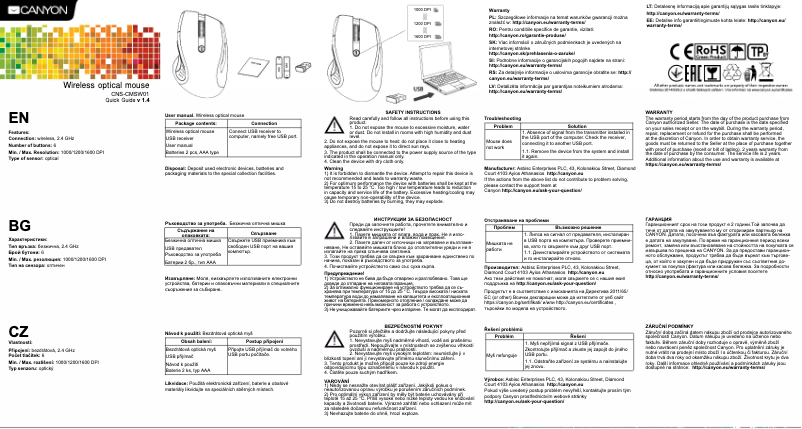 Image de la première page du manuel de l'appareil CNS-CMSW01