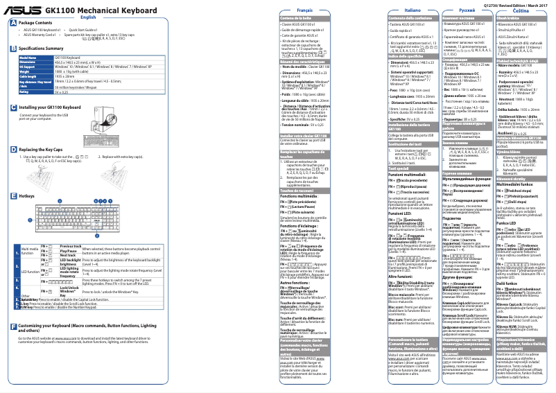 Page 1 de la notice Guide de démarrage rapide Asus Sagaris GK1100