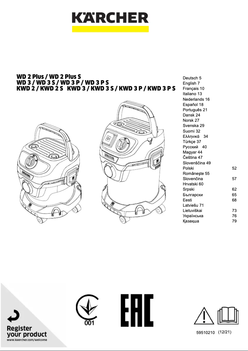 Page n°1 - Manuel utilisateur Kärcher WD 2 Plus
