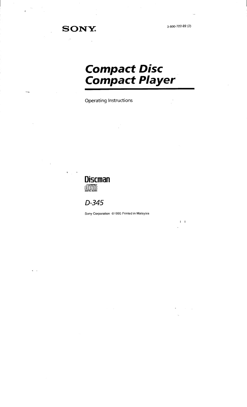 Página 1 del manual Manual de usuario Sony Discman D-345