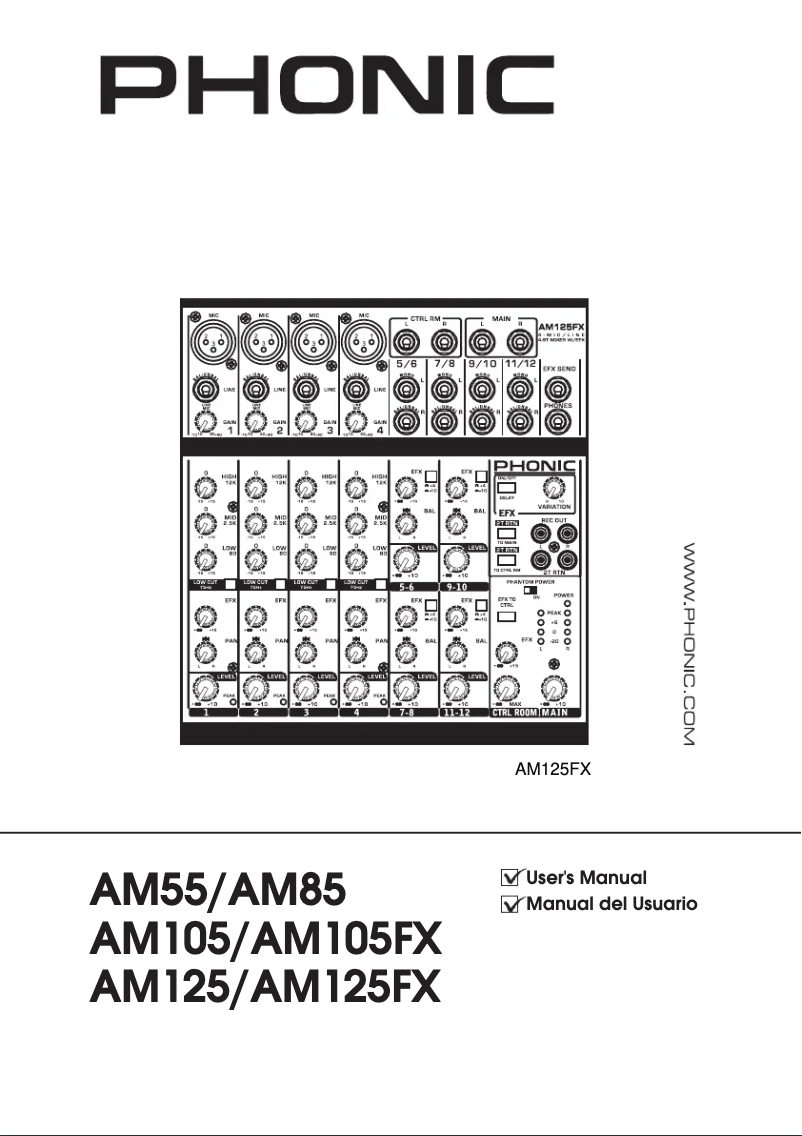 Page n°1 - Manuel utilisateur Phonic AM 105FX