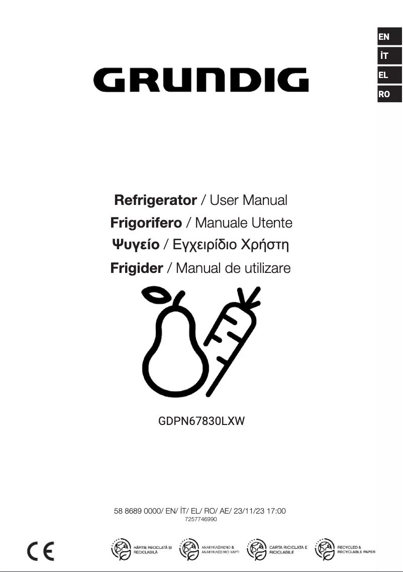 Image de la première page du manuel de l'appareil GDPN67830LXW