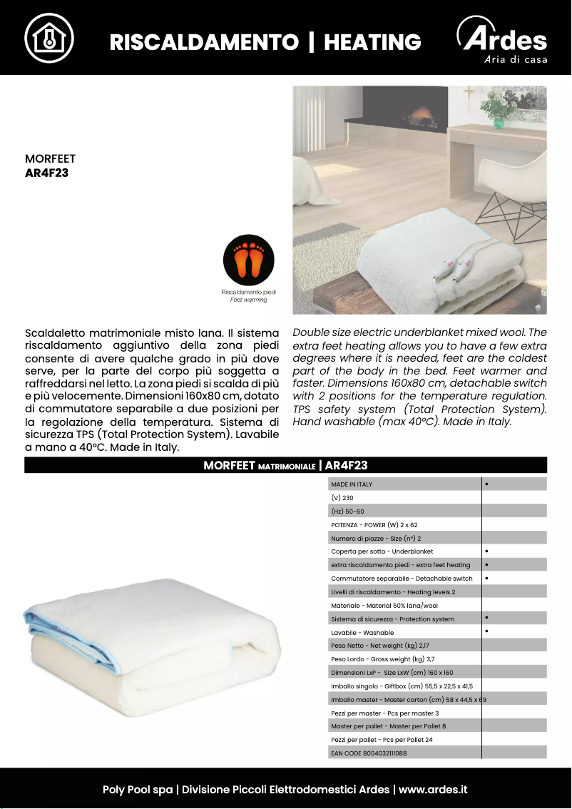 Page 1 de la notice Fiche technique Ardes AR4F23