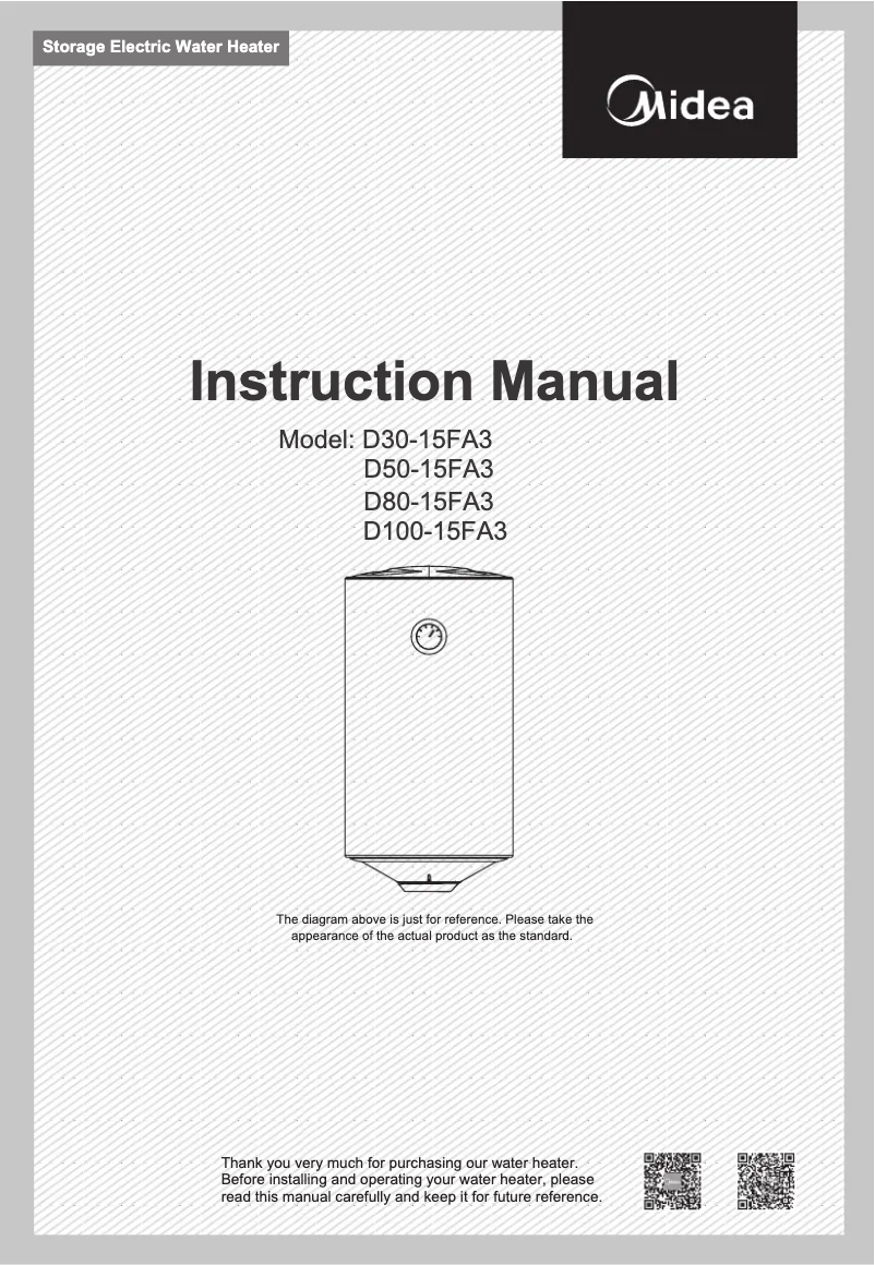 Page 1 de la notice Manuel utilisateur Midea D100-15FA3