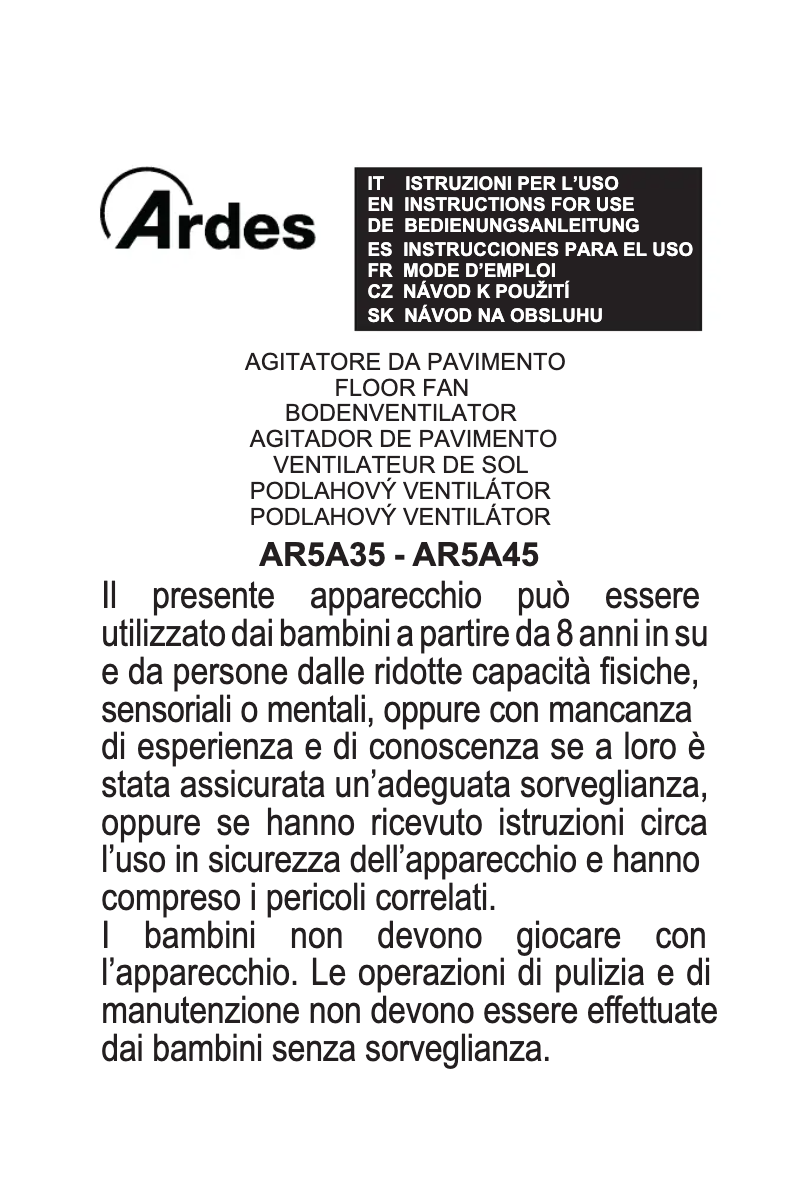 Page n°1 - Manuel utilisateur Ardes AR5A35