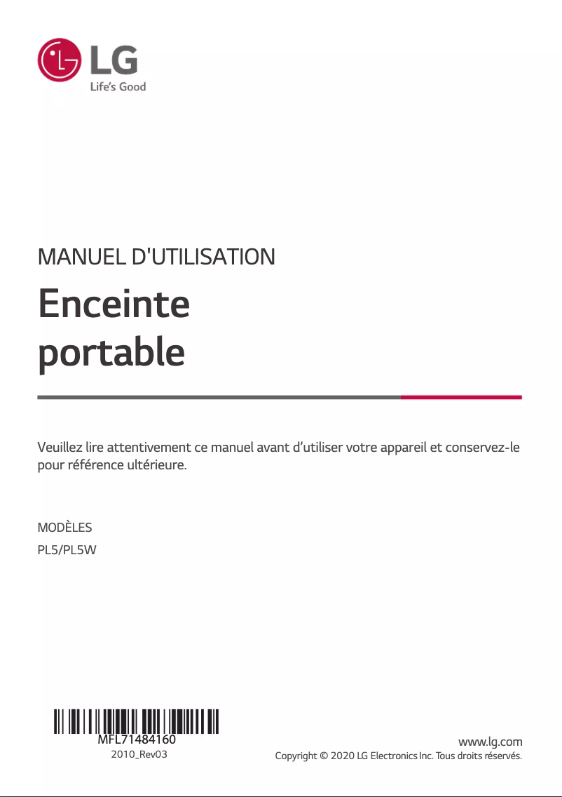 Image de la première page du manuel de l'appareil PL5W