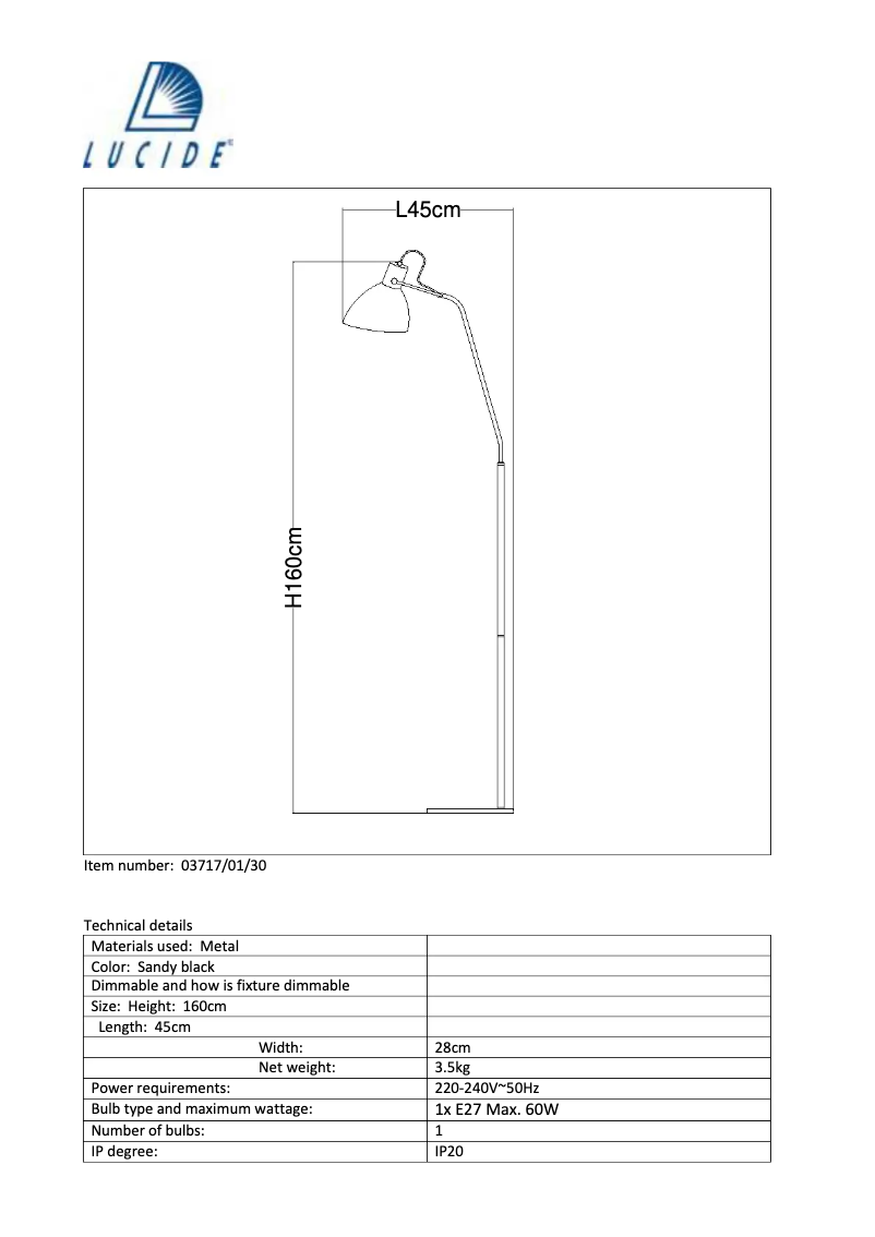 Page 1 de la notice Manuel utilisateur Lucide Shadi