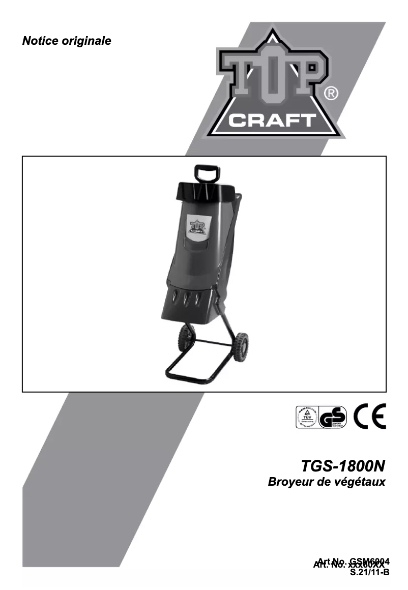 Page 1 de la notice Manuel utilisateur Topcraft TGS-1800N