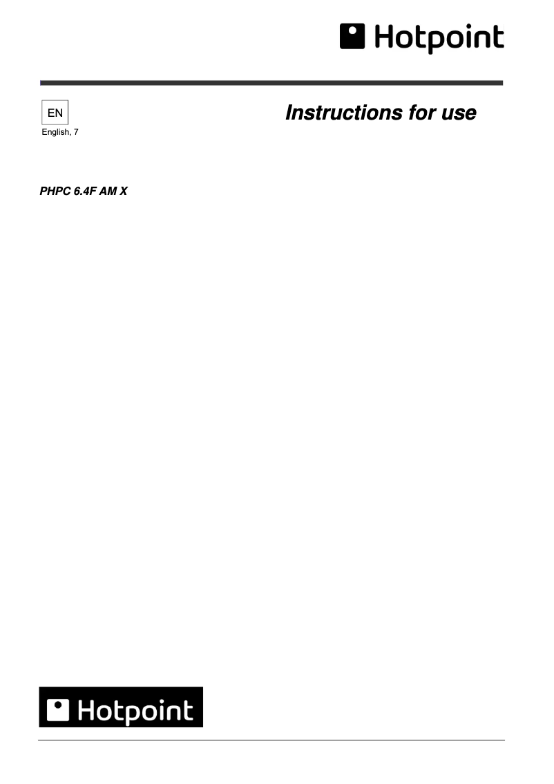 Page 1 de la notice Manuel utilisateur Hotpoint PHPC 6.4F AM W