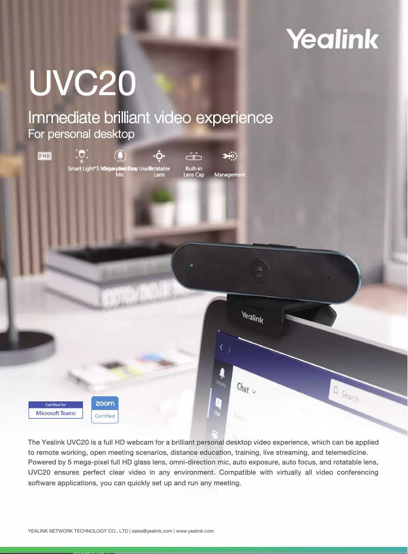 Page 1 de la notice Mode d'emploi Yealink UVC20