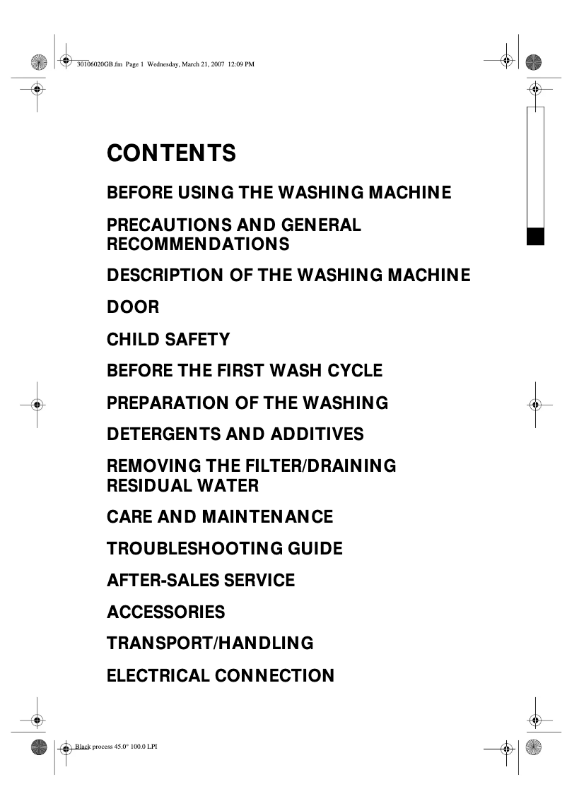 Page 1 de la notice Manuel utilisateur Whirlpool AWO/D 4306