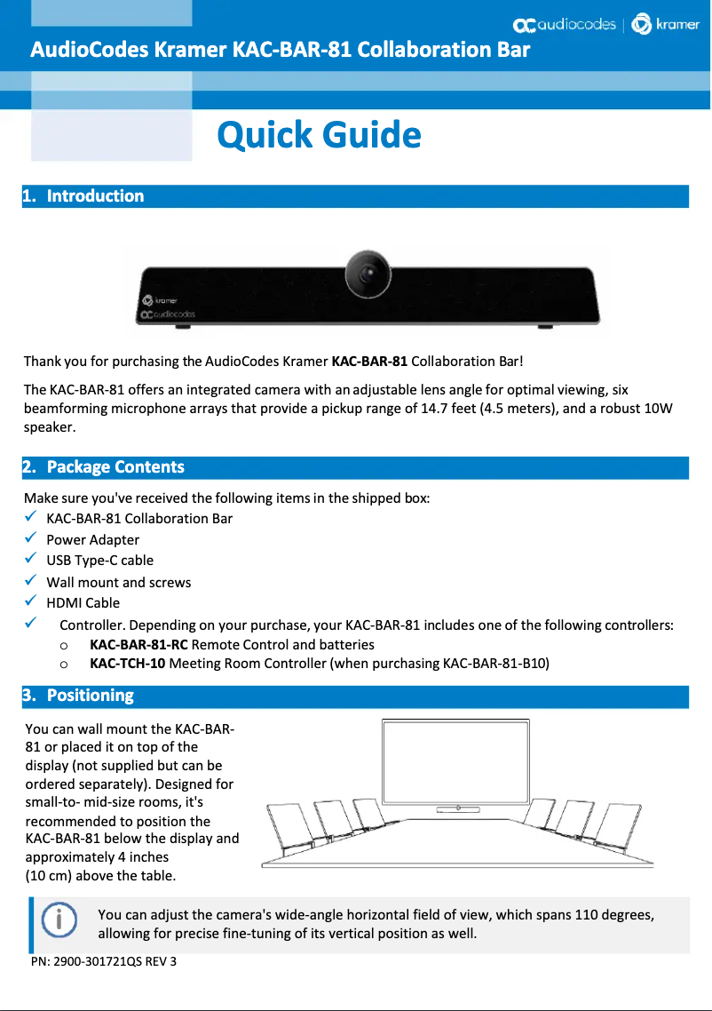 Image de la première page du manuel de l'appareil KAC-BAR-81