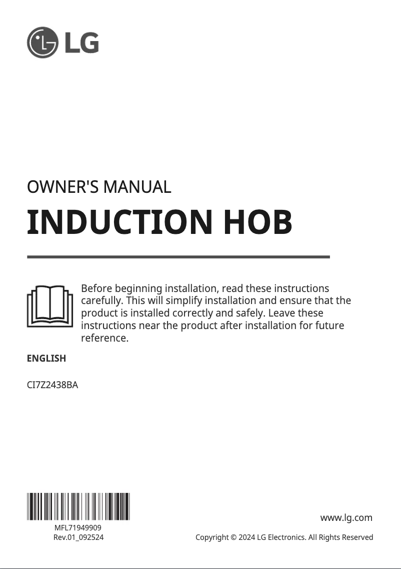 Page 1 de la notice Manuel utilisateur LG CI7Z2438BA