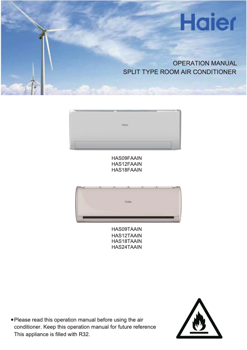 Page 1 de la notice Manuel utilisateur Haier HAS09FAAIN