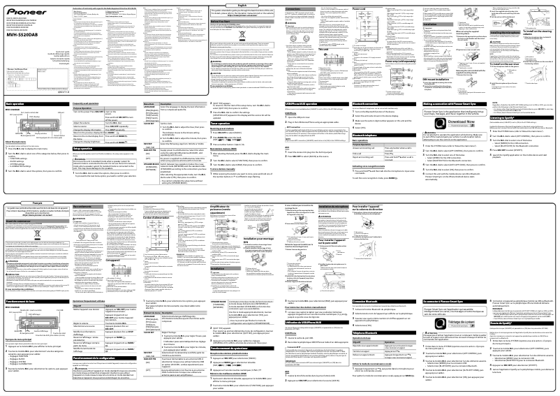 Page 1 de la notice Guide de démarrage rapide Pioneer MVH-S520DAB