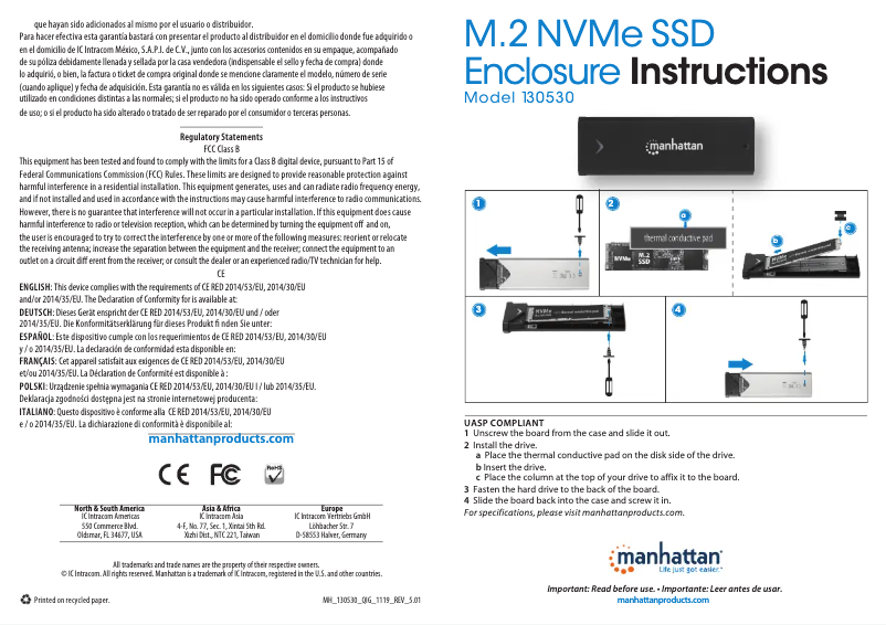 Page n°1 - Manuel utilisateur Manhattan 130530