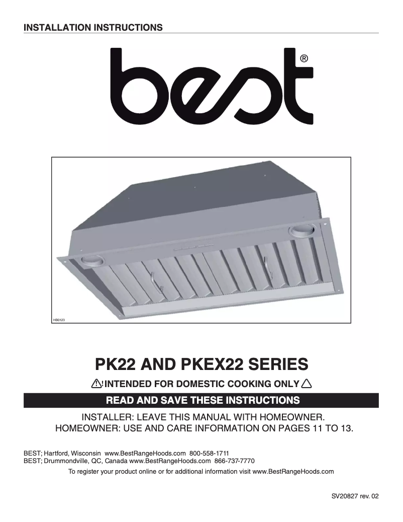 Page n°1 - Guide d'installation Best PK2230