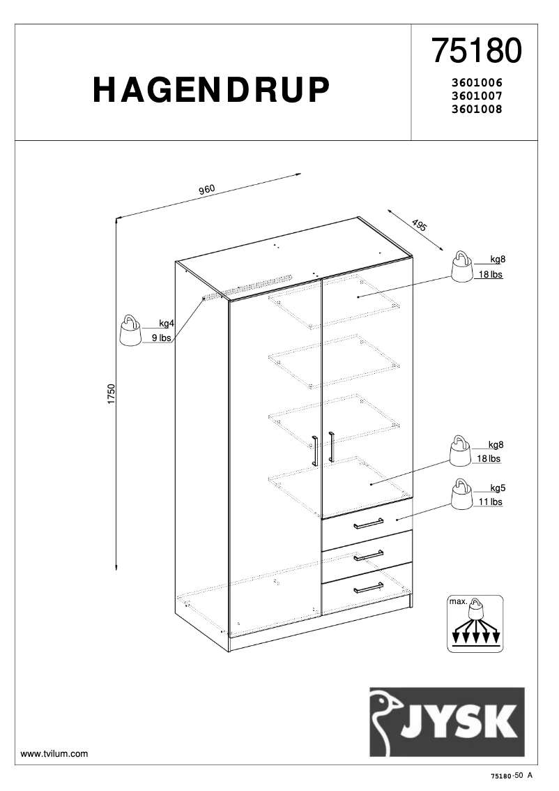 Página 1 del manual Manual de usuario JYSK Hagendrup (96x175x50)