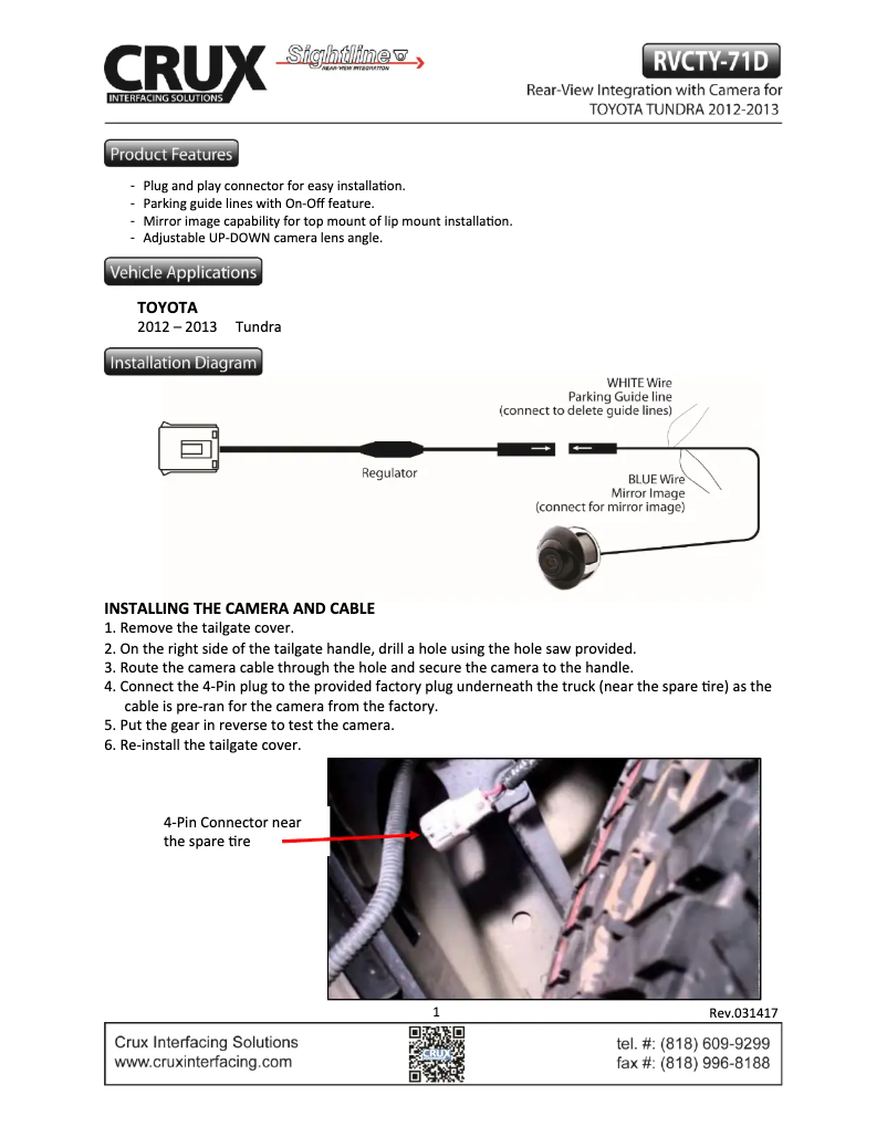 Page 1 de la notice Manuel utilisateur CRUX RVCTY-71D