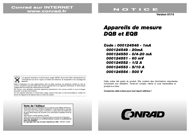 Image de la première page du manuel de l'appareil EQB 45H