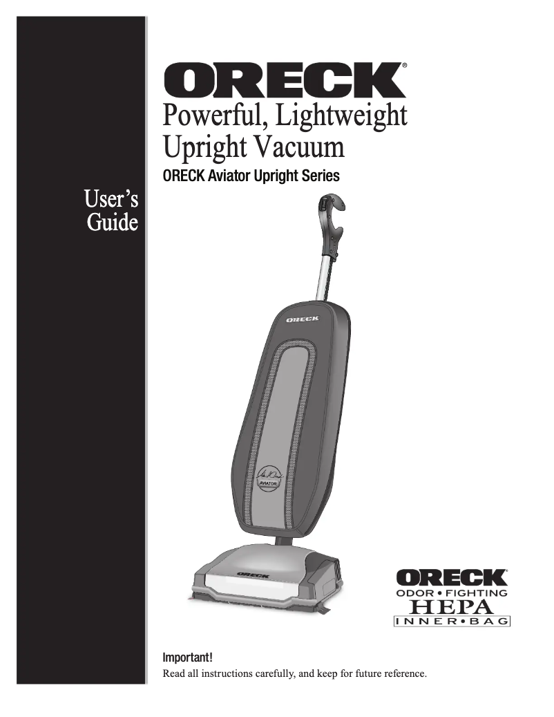 Page 1 de la notice Manuel utilisateur Oreck David Aviator