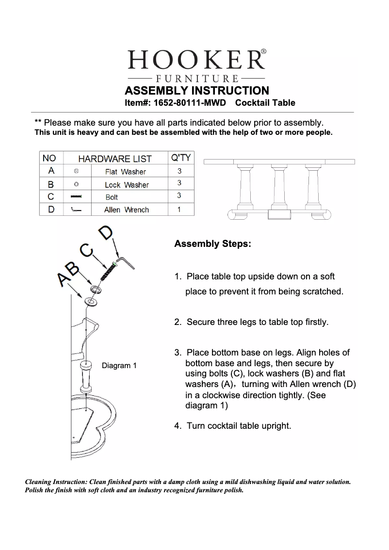 Page n°1 - Manuel utilisateur Hooker 1652-80111-MWD